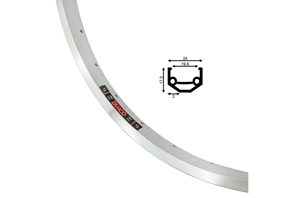 Damco Rim 700C 36H Double wall Silver Rim Brake