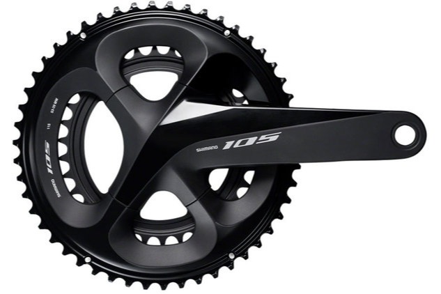 Shimano 105 FC-R7000, Crankset, Speed: 11, Spindle: 24mm, BCD: 110, 34/50, Hollowtech II, 172.5mm, Black, Road Disc
