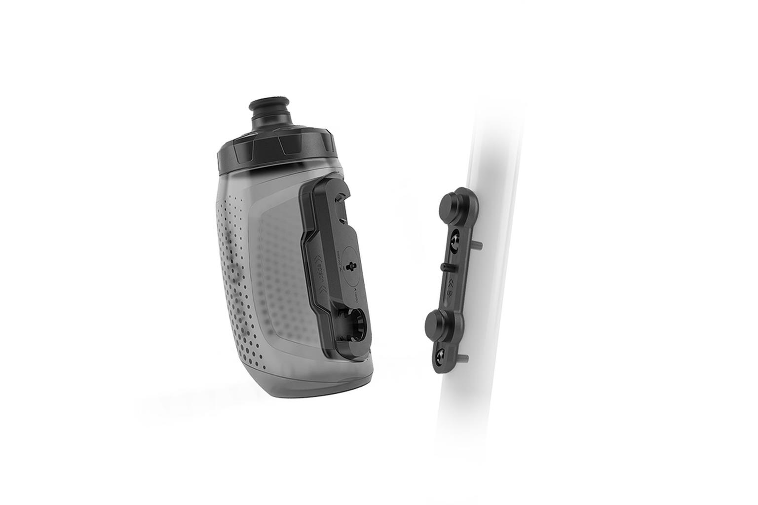 Fidlock WaterBottle with Bike Base Self-Sealing Valve with Removable Dirt Cover Transparent Black 450mL