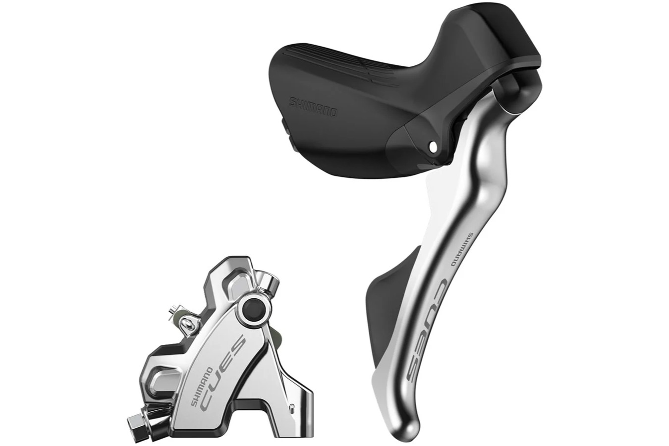 Shimano ST-U6030 Polished Silver Shifter & Disc Brake Set