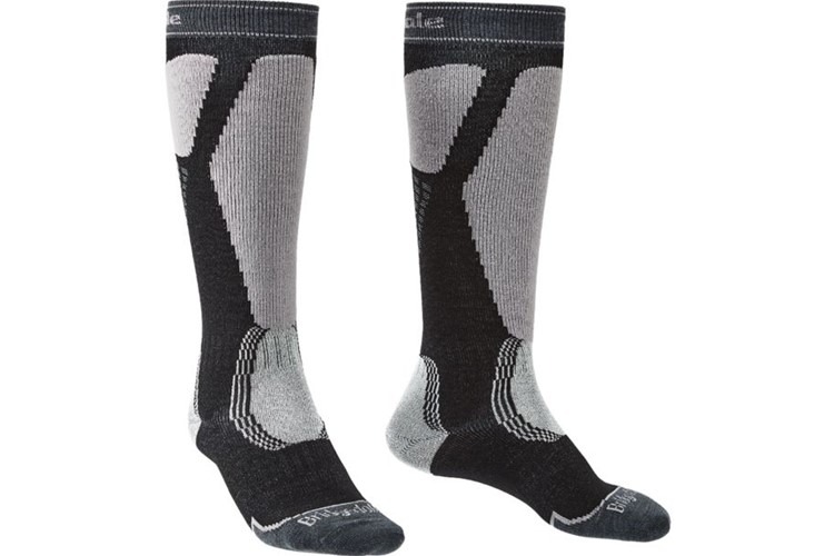 Bridgedale Ski Easy On Merino Performance Over Calf Socks Black/LtGrey XLarge