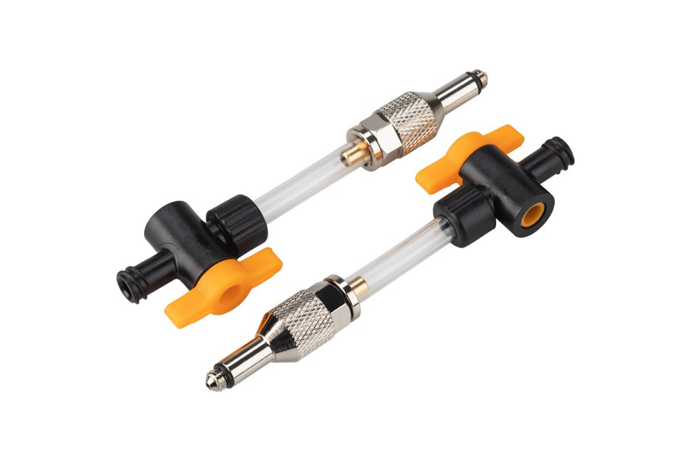 Jagwire Elite Mineral Oil Bleed Kit Universal Adapters with 1/4-Turn Valves, Pair