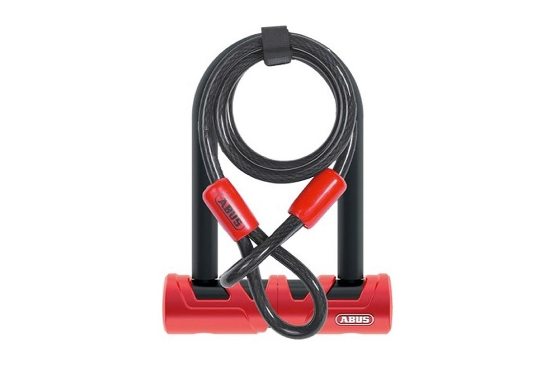 Abus U-Lock Ultimate 420 Mini Key 17mm 140mmx80mm 5-33/64in x 3-5/32in + Cable 10mm x 120mm Red