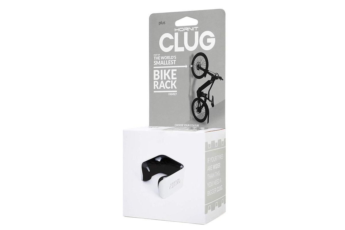 Clug Wall Mount Bicycle Storage Rack, White/Black, MTB XXL Plus (fits tires 2.75" - 3.2")