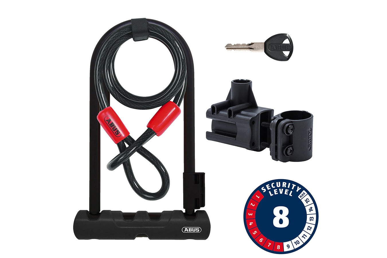 Abus, Ultra 410K + Cobra, U-Lock, Key, 12mm, 170x230mm, 6.7''x9'', Black