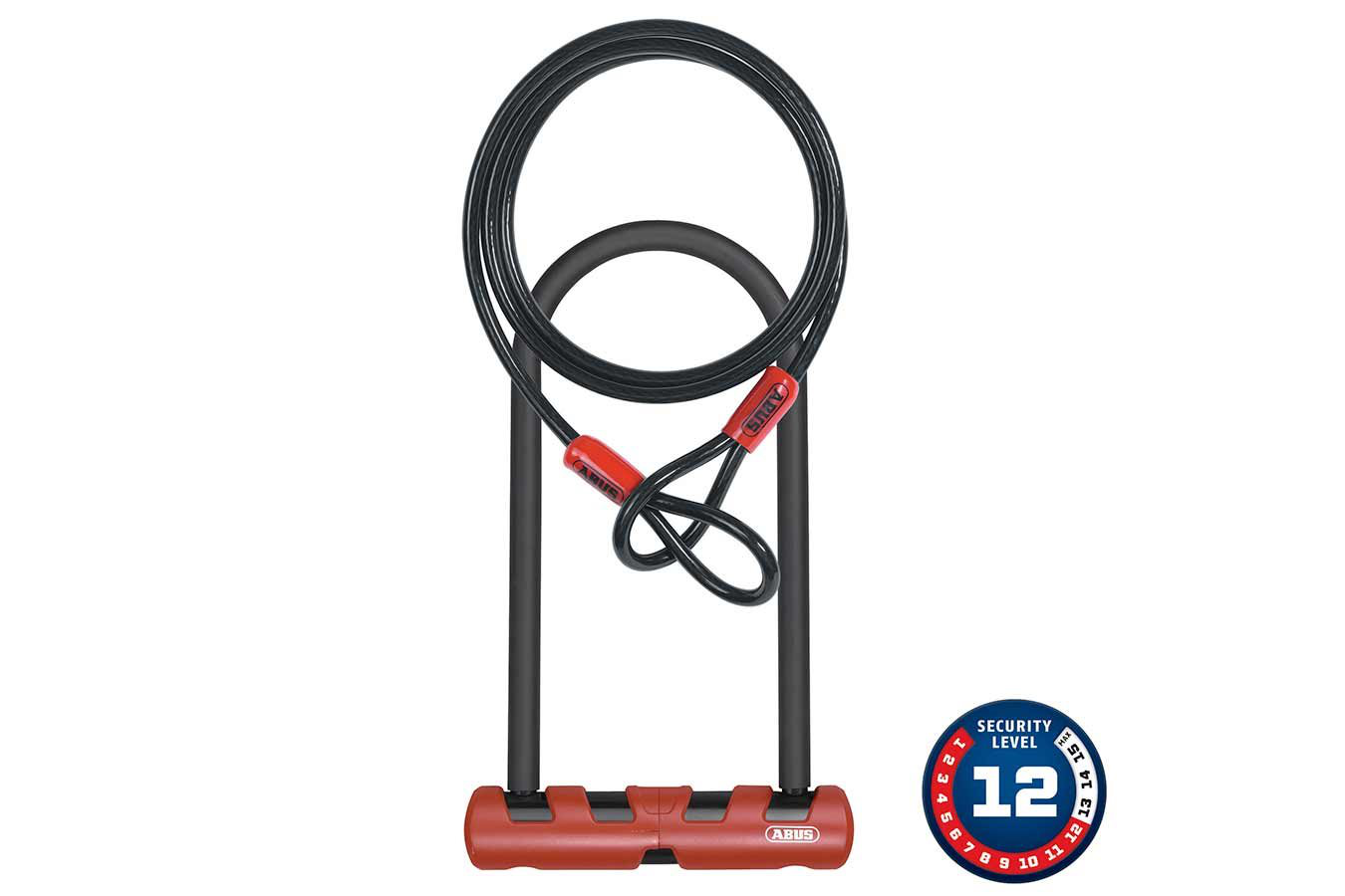 ABUS U-Lock Ultimate Key 14mm 16x23cm 6.3xin + Cable 10mm x 140cm + USH Mounting Bracket Combo Pack